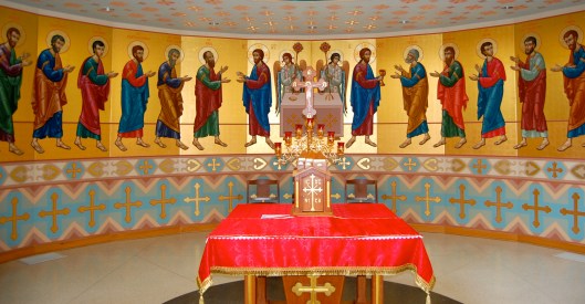 altar surrounded by apostles